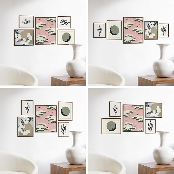 HAUS AND HUES Photo Gallery Wall Frame Set - Set of 5 Walnut Frames for Gallery Wall, Gallery Wall Frames, Multiple Picture Frames for Wall Collage (Two 8x10, Two 11x14, One 16x20 Framed Walnut)