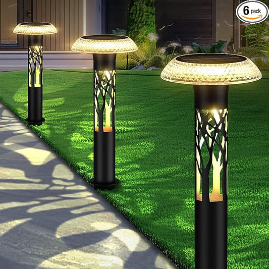 Large Solar Pathway Lights 6 Pack, 8 Modes Solar Lights Outdoor Landscape Lighting for Outside Path Walkway Driveway Sidewalk Patio Lawn Yard Garden Decor