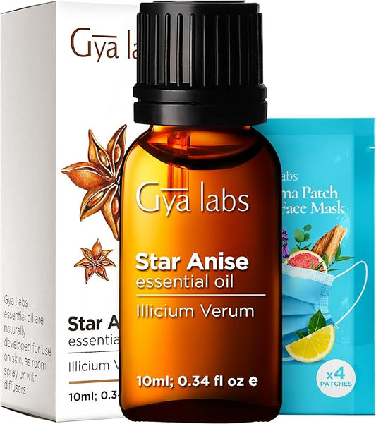 Gya Labs Star Anise Essential Oil for Skin - 0.34 Fl Oz - 100% Pure Natural Star Anise Oil for Diffuser, Hair, DIY & Aromatherapy & Candle Making Scent