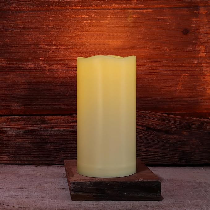 3" x 6" LED Flameless Pillar Candles with Remote and Timer, Outdoor Waterproof Battery Operated Flickering Flameless Candles for Home Holiday Decor, Ivory White, Plastic, 1 Pack