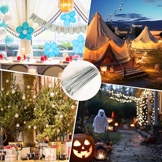 6 Inch Landscape Staples, More Thicker Heavy Duty 8 Gauge Galvanized Landscape Stakes, 125 Packs Garden Staples for Lawns, Weed Barriers, and Landscape Fabrics, Irrigation Hose, Tent Pegs ﻿