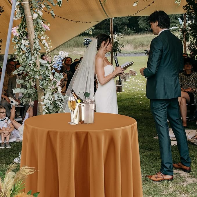 Fitable 6 Pack Bronze Round Tablecloths - 90 Inches Round - Wrinkle and Stain Resistant Fabric Fall Table Clothes, Washable Polyester Table Covers for Wedding Thanksgiving Party Banquet Formal Events