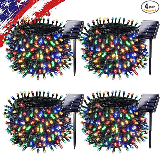 Upgrade Solar String Lights for Outside 4 Pack Total 132FT 400LED String Lights Outdoor with 8 Modes, IP65 Waterproof Outdoor Solar Twinkle Lights, Garden Tree Party Christmas Decorations, Multicolor