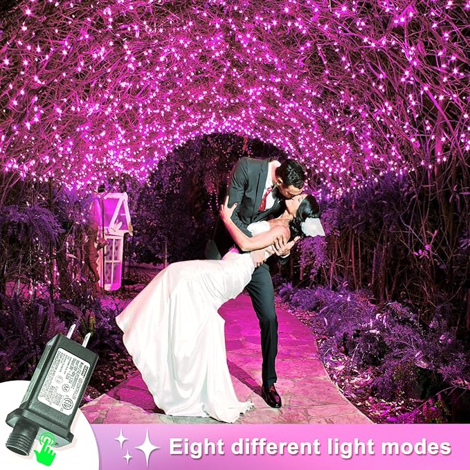 400 LED Purple String Lights, 132 FT Purple Christmas Lights Bedroom 8 Modes Plug in Waterproof Twinkle Fairy Light for Tree Christmas Halloween Thanksgiving Decorations