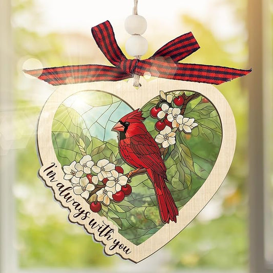 FLAGWIX Sympathy Gifts for Loss of Loved One - Red Cardinal Suncatcher Ornament with Card - Bereavement Gift Ideas, Sympathy Gifts for Loss of Dad Mom, Red Cardinal Memorial Gift for Women Men