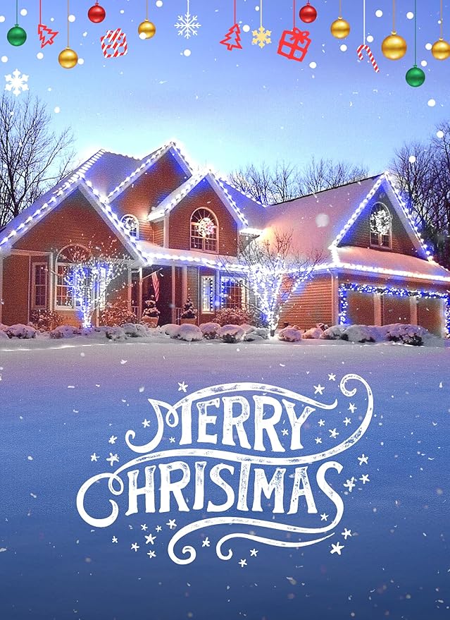 Minetom 100 Feet Led Christmas Lights,Blue White C9 Christmas String Lights Outdoor, 100 Strawberry Bulbs Connectable UL Certified for Indoor Outdoor Roofline Patio Holiday Party Backyard Xmas Decor