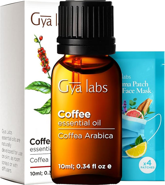 Gya Labs Coffee Essential Oil for Diffusers - 0.34 Fl Oz - 100% Pure Natural Coffee Oil for Hair, Skin, Aromatherapy Fragrance Bath Bombs, Spray & Candle Making Scent