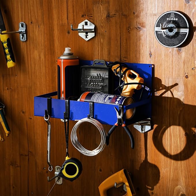 3 Pack Magnet Garage Organizer Magnetic Spice Rack for Refrigerator 20 lb Capacity Shelf Hanging Heavy Duty Magnetic Fridge Side for Organize Garage Tools(Blue)