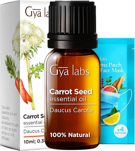 Gya Labs Carrot Seed Essential Oil - 0.34 Fl Oz - 100% Pure Natural Carrot Oil for Skincare, Hair, Scalp & Aromatherapy, Massages ,DIY ＆Candle Making Scent