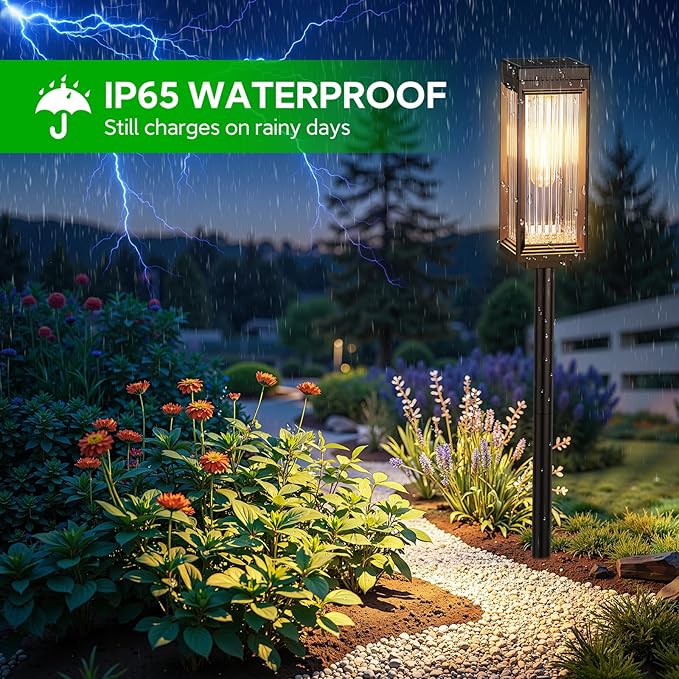 Solar Pathway Lights Outdoor, 2 Pack Upgraded Solar Lights Outdoor Waterproof, Bright Up to 15 Hrs Auto On/Off Garden Light for Yard Patio Lawn Path Walkway Driveway Outside Decor