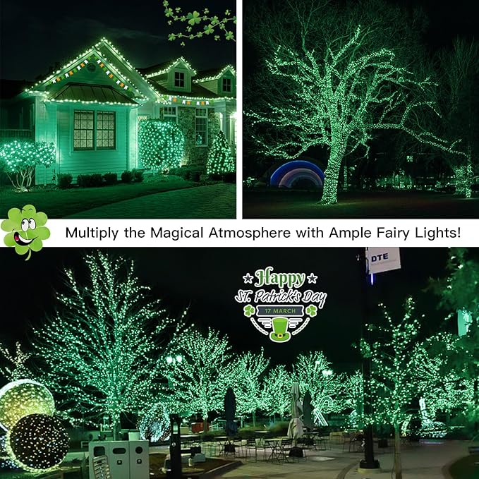suddus Green Christmas Lights, 33ft 100 LED String Lights with Remote, Green Fairy Lights Battery Operated for Christmas, St Patricks Day, Bedroom, Wreath, Patio, Backyard, Garde, Party Decorations