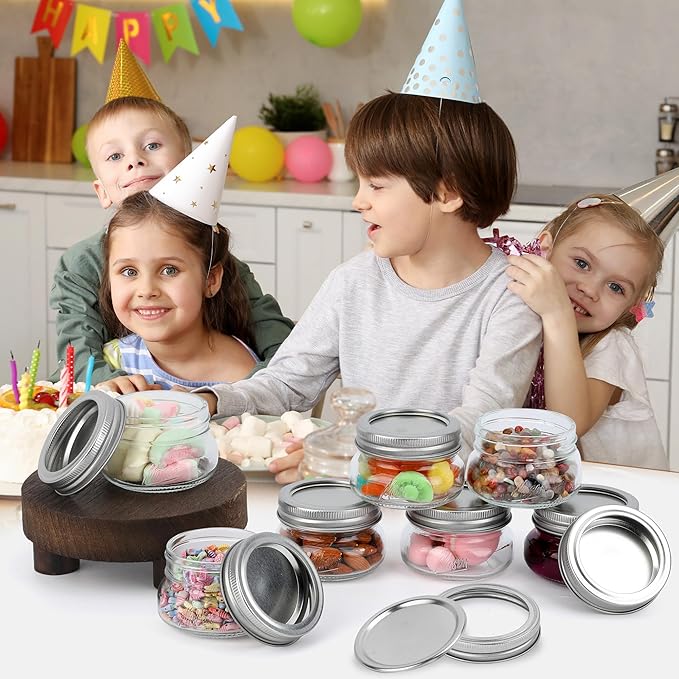 Mason Jars 4oz - 24Pack Glass Jars with Leak Proof & Food Grade Canning Jars for Spices, Dry Food Storage & DIY Crafts, Perfect for Home Cooks, Meal Prep, and Crafting Enthusiasts