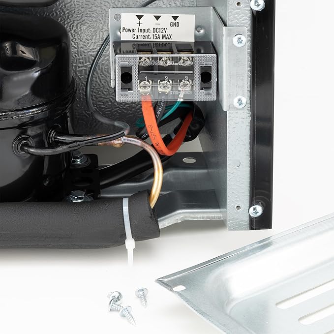 RecPro 1.7 Cu Ft 12V RV Refrigerator | Compact Fridge with Reversible Door, 2L Bottle Door Storage, 7 Temp Settings | Eco-Friendly R600A, Leveling Feet, Wire Shelf | 19.5”H x 17.5”W x 19.8”D