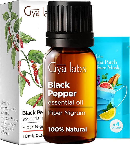 Gya Labs Black Pepper Essential Oil for Comfort - 0.34 Fl Oz - 100% Pure Natural Black Pepper Oil for a Soothing Aromatic Experience & Candle Making Scent