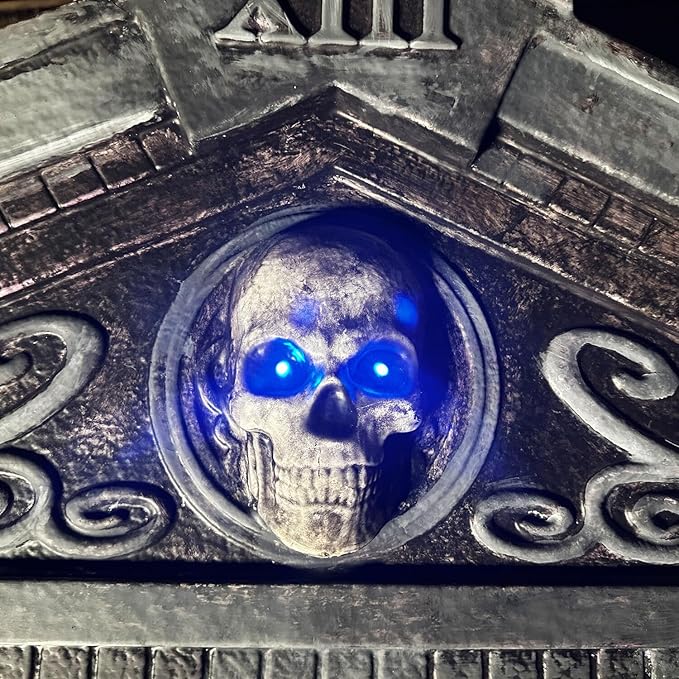 Haunted Hill Farm 6.7-Ft Animatronic Mausoleum by Tekky, Halloween Animatronic, Spooky House Wall Decoration, Creepy Indoor & Covered Outdoor Party Decor Motion-Activated Lights & Sound, LifeSize