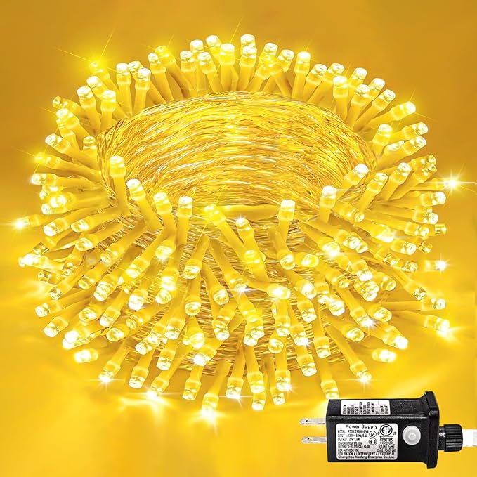 82ft 250 LED Christmas Lights Outdoor, Warm White Christmas Lights 8 Modes Clear Wire, Connectable Twinkle Fairy String Light Plug in for Indoor Bedroom Wedding Classroom Tree Decorations