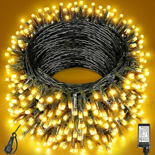 Warm White Christmas Lights Outdoor, 157FT 480 LED Christmas Tree Lights Waterproof, 8 Modes Plug in Fairy String Light for Indoor Party Xmas Tree Wedding Garden Patio Porch Decorations