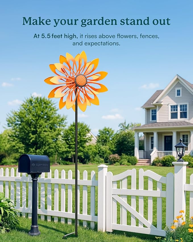 Floral Yard Garden Wind Spinners - Kinetic Outdoor Metal Wind Spinners, Lawn Yard Garden Decor, Birthday Gifts for Women(Sunflower)