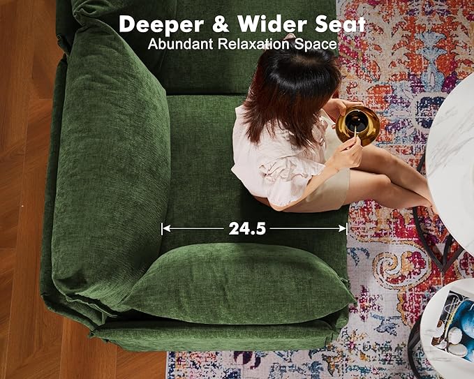 136.4" Oversized Modular Sectional Sleeper Sofa Bed, U Shaped Convertible Couch with Movable Ottoman, Large 8 Seat Corner Couches for Living Room Deep Seat Green Chenille