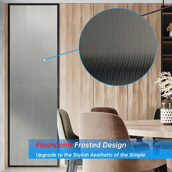 Frosted Glass Window Privacy Film Decorative, Bathroom Privacy Film for Glass Windows Cover, Static Cling, Removable, Reusable, Anti-UV, Anti-Glare, Heat Blocking,Changhong, 23.6X196.9Inch