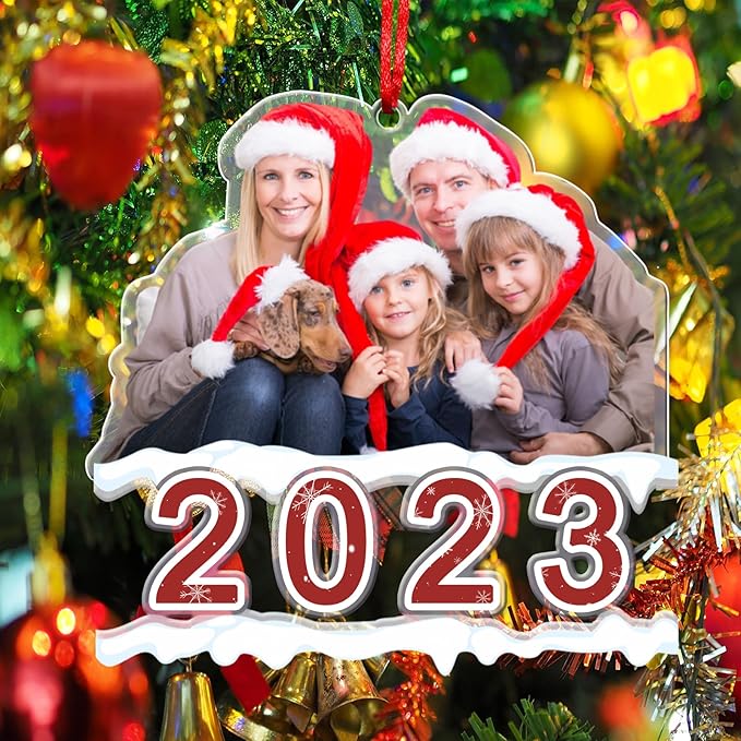 Amlion Personalized Your Photo Ornament,Custom Photo Ornament Customized Acrylic Family Picture Ornament Decor Xmas Gift for Kids Mom Dad Husband Wife Friend Pet