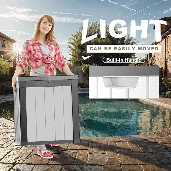 50 Gallon Deck Box Large Outdoor Storage for Patio Furniture,Outdoor Cushions,Garden Tools and Pool Supplies,Waterproof,Resin,Lockable(Black&White)