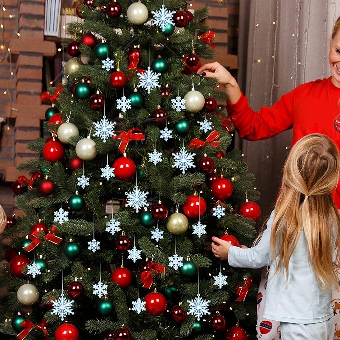 Dilunave 40 Pieces Christmas Snowflake Ornaments Acrylic Christmas Tree Decorations Crystal Snowflakes Translucent Winter Hanging Ornament for Tree(Blue)