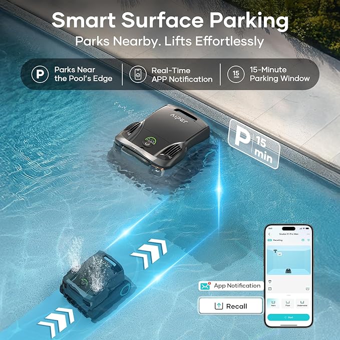 Aiper Scuba X1 Pro Max Pool Cleaning Robot, Pool Mapping, Adaptive Path, 8500 GPH Power, Double Filtration, Smart Surface Parking, Pool Vacuum for All Inground Pools