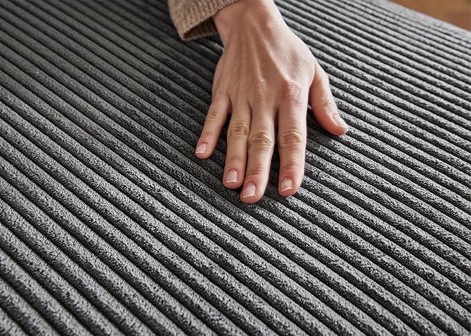 Nolany U Shape Oversized Corduroy Modular Sectional Sofa with Storage Ottoman, Dark Grey