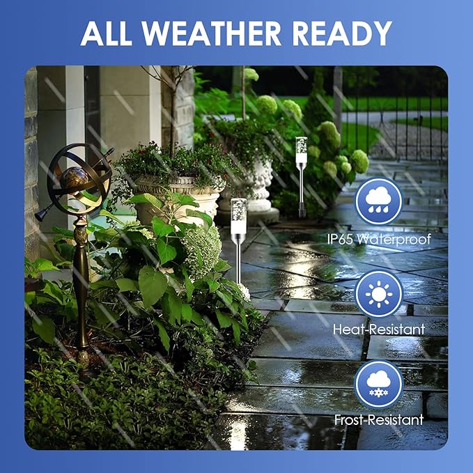B-right Outdoor Pathway Lights, 6 Pcs LED Path Lights AC Plug 12V Low Voltage Landscape Lighting 570 Lumens, Extendable IP65 Waterproof Outdoor Garden Light for Patio Yard Walkway, Cool White 6000K