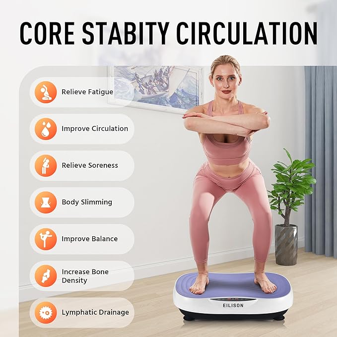 EILISON FIRMHOLD Handle Vibration Plate Exercise Machine for Lymphatic Drainage- Full Body Vibration Platform for Weight Loss, 350lbs Vibration Plate for Beginners & Recovery (Glory Purple)