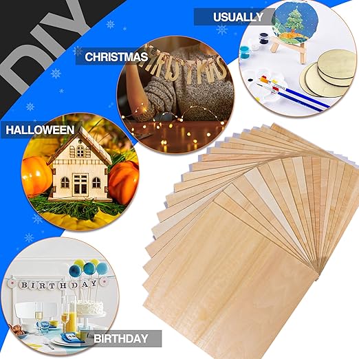 30 Pack Basswood Sheets 12"x12"x1/8", 3mm Basswood for Laser Cutting, Thin Plywood Board Unfinished Wood for Crafts, DIY Architectural Models Making, Wood Engraving, Wood Burning Product.