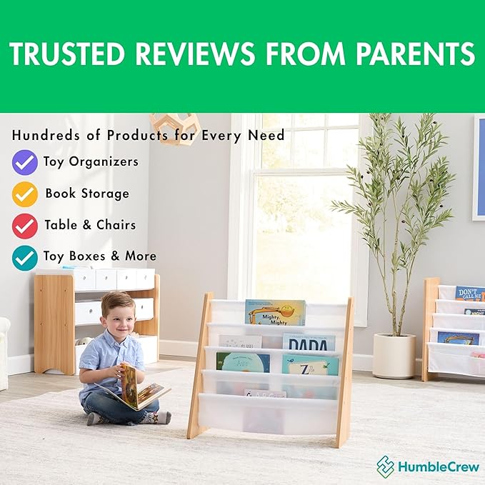 Humble Crew 9-Bin Toy Organizer – Journey Natural Wood with White Plastic Bins, 3-Tier Storage Solution for Kids' Playrooms and Nurseries