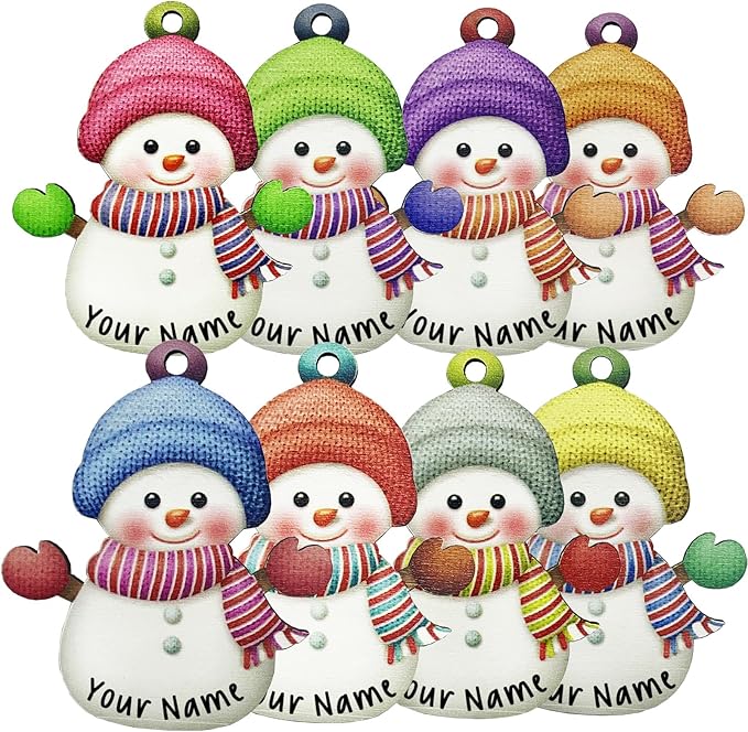 2025 Personalized Christmas Ornaments Set of 8,Custom Christmas Snowman Ornaments Deorations for Xmas Tree,Customized Xmas Ornament Tree Deorations,Personalized Wooden Ornament Gifts
