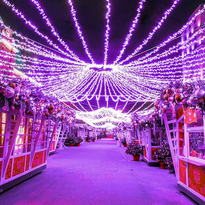 120 LED Purple Halloween Lights, 40 FT Christmas Lights Indoor Outdoor 8 Modes Plug in Waterproof Fairy String Lights for Tree Christmas Halloween Thanksgiving Decorations