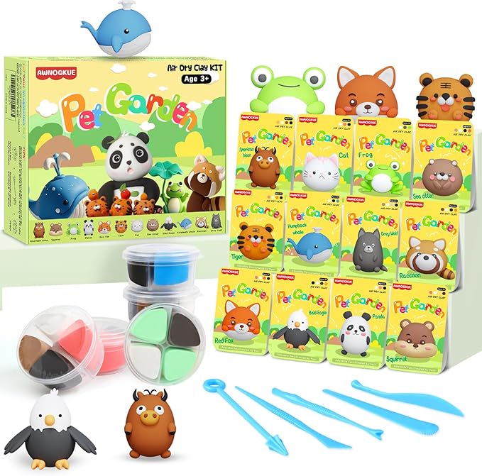 Air Dry Clay for Kids，12 Boxs Modeling Clay Kit with 5 Sculpting Tools, Safe Non-Toxic Model Magic Clay, DIY Art and Crafts Toy Gift, Party Home Favors for Boys, Girls, Toddler