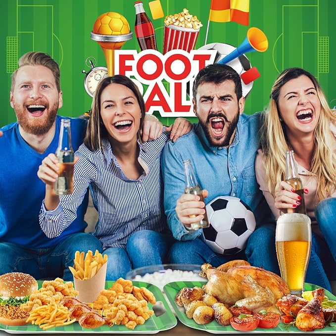 gisgfim 2Pcs Soccer Serving Trays 16.1 X 11.1 Inch Large Melamine Soccer Stadium Platters with Handles Soccer Food Serving Dishes Snack Dessert Trays Decor for Soccer Ball Birthday Party Decorations