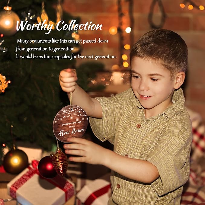 First Home Christmas Tree Ornament - 'Our First Christmas' Keepsake Decoration for New House