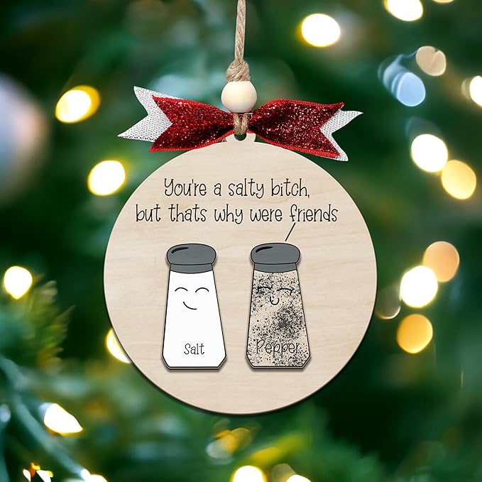 Funny Christmas Ornaments 2024 - Unique Wooden Ornaments for Tree, Gag Gifts for Men, Women, Friends, Adults