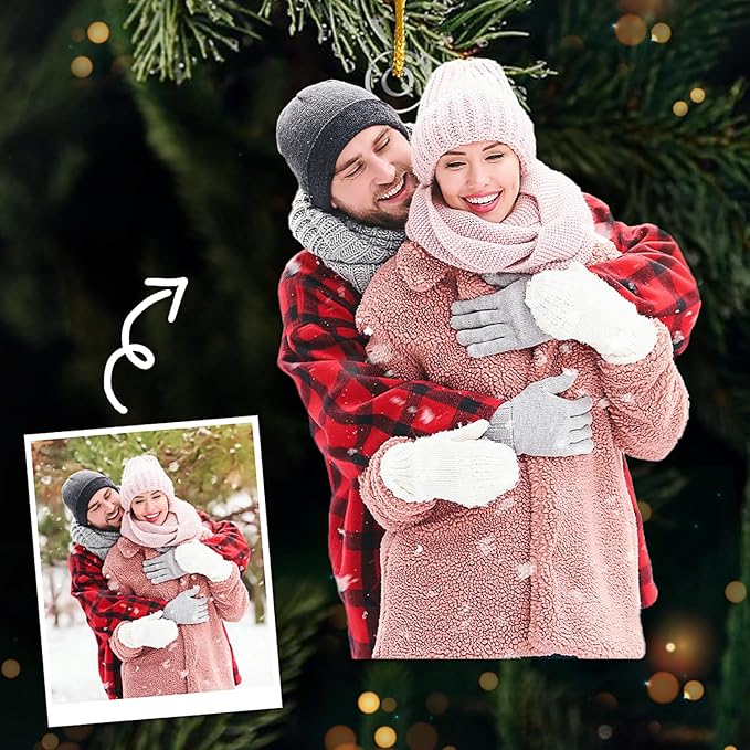 DOPTIKA Personalized Photo Ornament, 2D Christmas Ornaments Gifts for Couples 2025, Personalized Christmas Ornaments 2025, Couple Gifts for Husband Wife Boyfriend Girlfriend, Photo Ornament