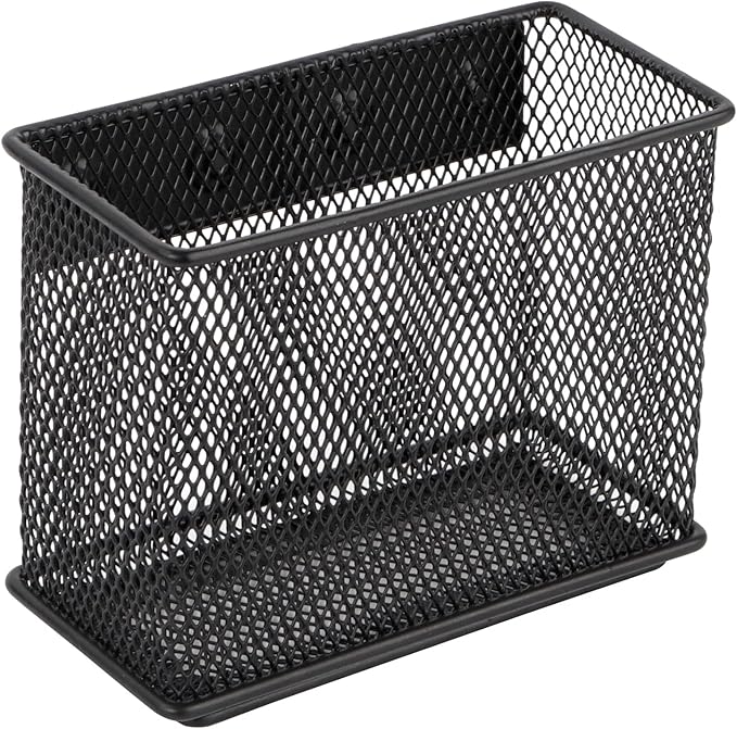 4.5'' × 2.2'' × 3.5'' Magnetic Basket for Whiteboard Black Magnetic Basket for fridge, Magnetic Locker Organizer Holder with 4 Strong Magnets, Magnetic Holder for Refrigerator Locker,