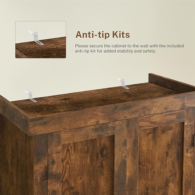 usikey 72” Kitchen Pantry Cabinet, Tall Storage Cabinet with 4 Doors and 1 Drawer, Freestanding Cupboard with 6 Hanging Shelves and Adjustable Shelves for Kitchen, Living Room, Rustic Brown