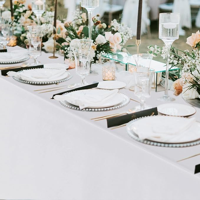 Fitable 6 Pack White Rectangle Table Clothes - 70 x 120 Inch - Wrinkle and Stain Resistant Fabric Tablecloths, Washable Polyester Table Covers for Wedding, Party, Banquet, Formal Events