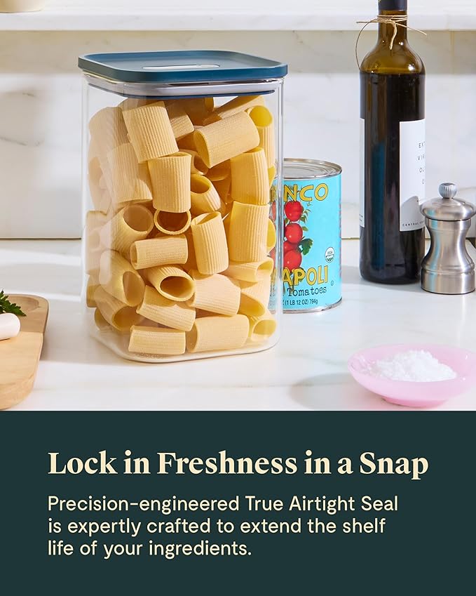 Caraway 4qt Glass Airtight Food Storage Container with Lid – Non-Toxic, BPA-Free Kitchen Storage Container – Stackable, Space-Saving Airtight Container for Dry Goods and More - Navy