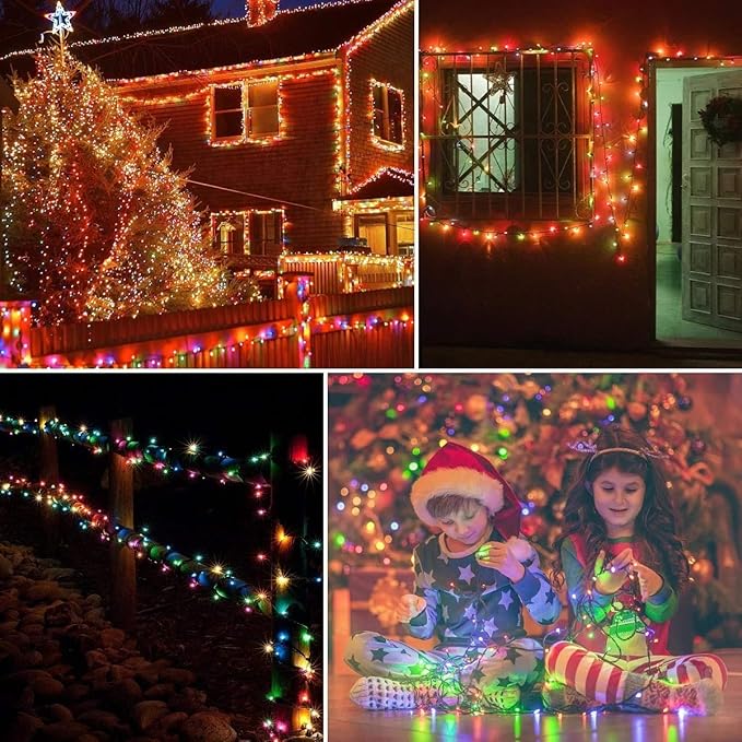 33FT 100 LEDs String Lights Waterproof Fairy Lights 8 Modes with Memory 30V UL Certified Power Supply for Home, Garden, Wedding, Party, Christmas Decoration Indoor Outdoor (Multicolor)