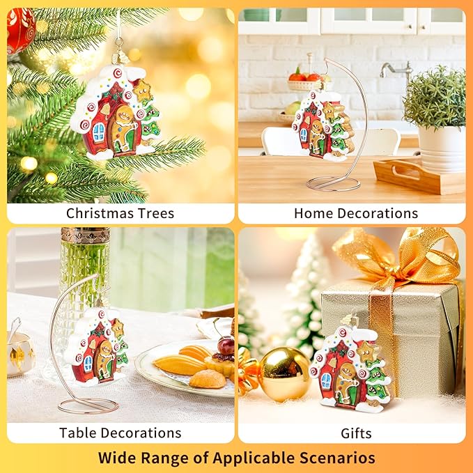 Gingerbread Christmas Ornaments for Tree,Hand-Blown Glass Ornament,Gingerbread Collection Figurine Hanging Ornaments,Christmas Tree Decorations for Gingerbread Lovers Holiday Birthday Party Gifts