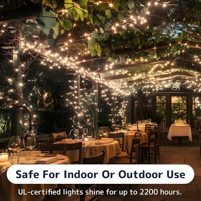 PREXTEX 200 Count Clear Christmas Tree Lights - 40 ft Warm Fairy String Lights with Green Wire - Indoor and Outdoor Mini Light for Christmas, Holiday Decorations, Trees, Fences, Patios and More