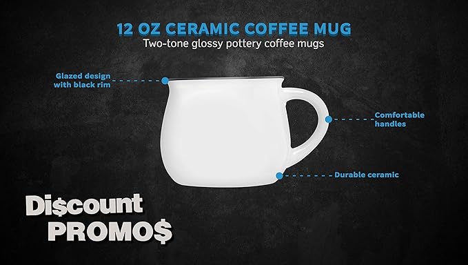 DISCOUNT PROMOS Glazed Campfire Coffee Mugs 12 oz. Set of 10, Bulk Pack - Perfect for Coffee, Tea, Espresso, Hot Cocoa, Other Beverages - White