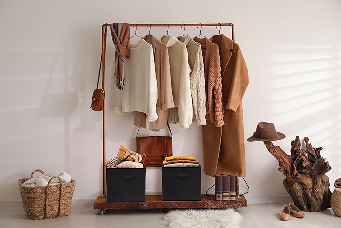 SIMPLE HOUSEWARE 15 x 13 Inch Collapsible Fabric Storage Bin with Handles, 2 Pack, Black