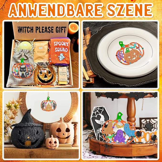 36PCS Wooden Pumpkins Ornaments to Paint Halloween Thanksgiving Decoration Cutouts Unfinished 3.5 inches, DIY Blank Unfinished Pumpkin Ornament for Home Harvest Crafts Hanging Autumn Decor（6Style）